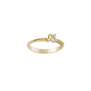 Кольцо с парящим бриллиантом в желтом золоте