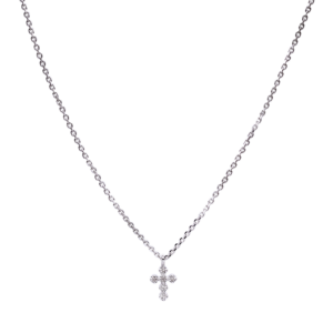 Крестик из белого золота с микробриллиантами