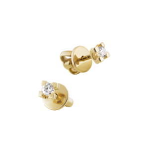 Пусеты с бриллиантами в квадрате из желтого золота