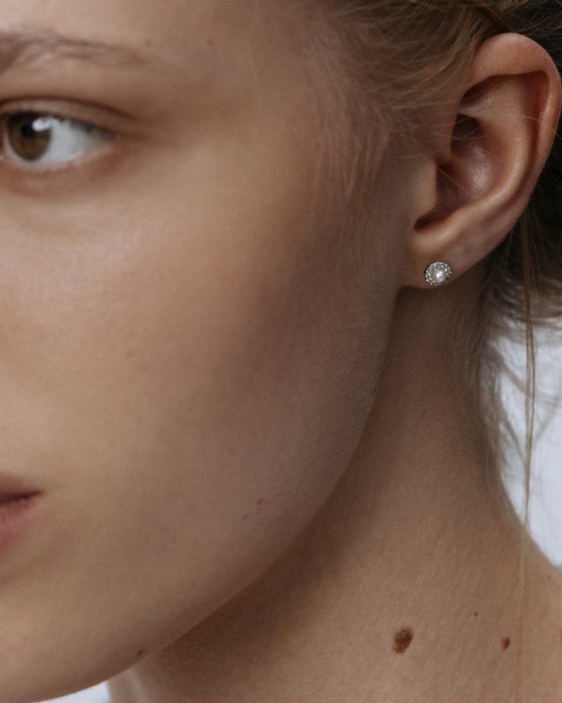 Серьги с жемчугом и микробриллиантами