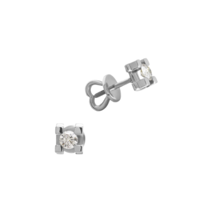 Пусеты из белого золота с бриллиантами в большом квадрате