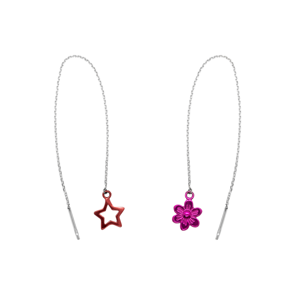 Серьги-протяжки с цветными фигурками