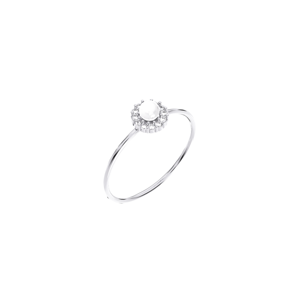 Кольцо с жемчугом и микробриллиантами