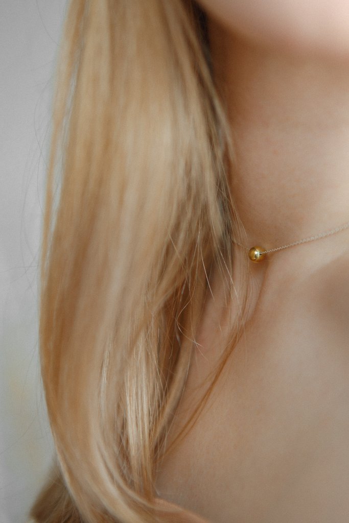 Позолоченная подвеска c серебряным шариком L