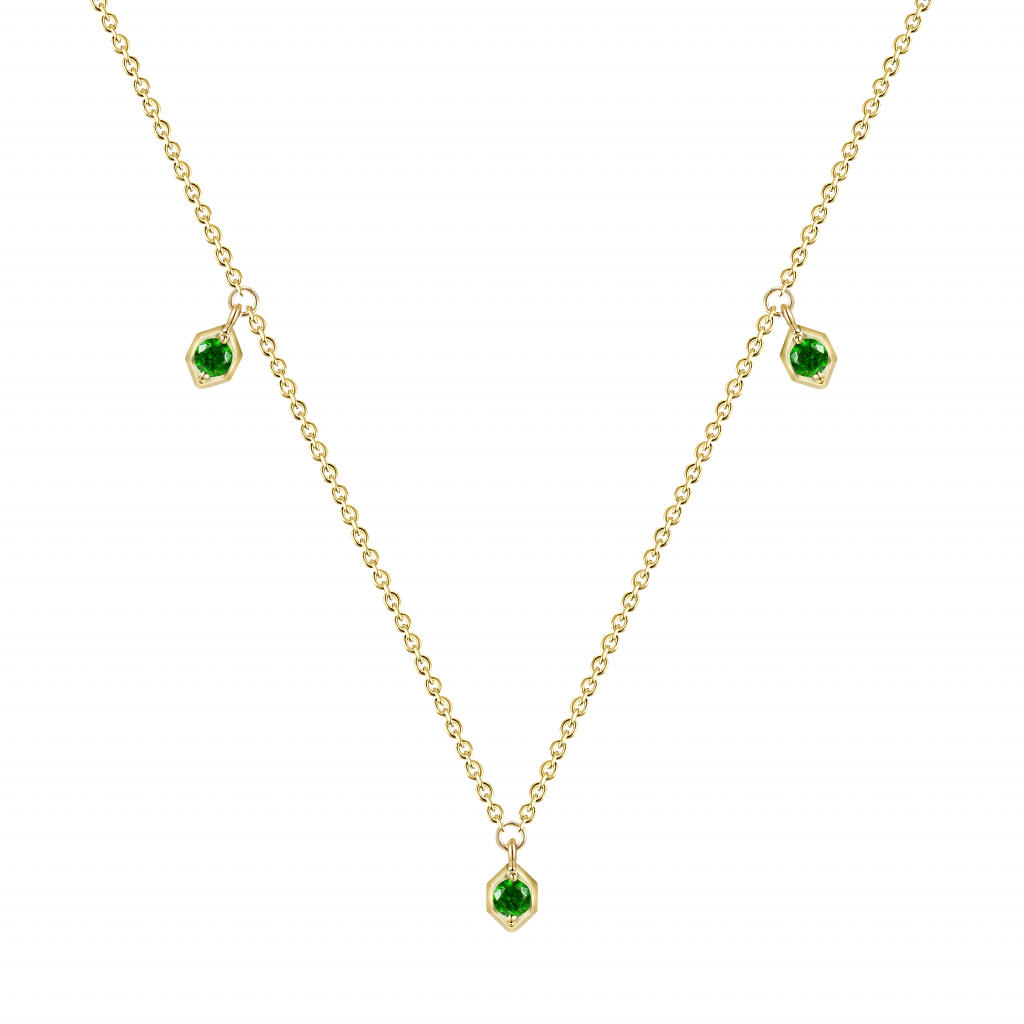 Ожерелье из желтого золота с демантоидами