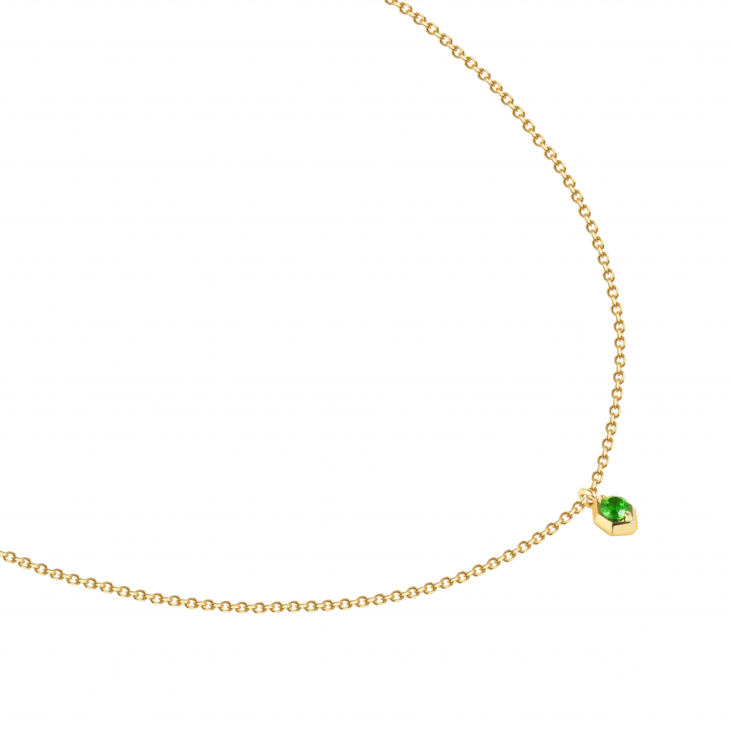 Подвеска из желтого золота с демантоидом