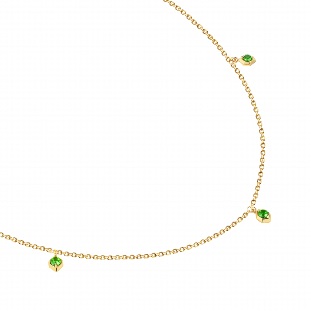 Ожерелье из желтого золота с демантоидами