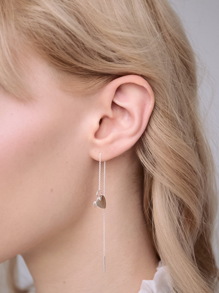 Серьги-протяжки Открытое Сердце